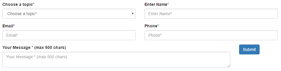 The message field is taking up 10/12 columns and the button is using 2/12 columns.
