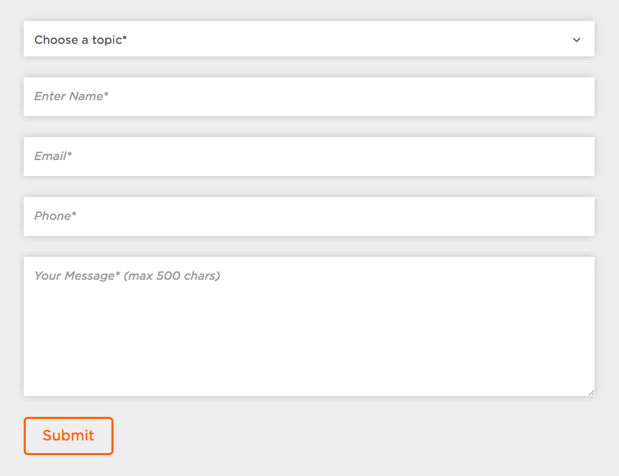 A simple contact form created with Formulate.