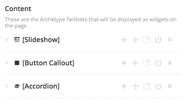 Archetype fieldsets